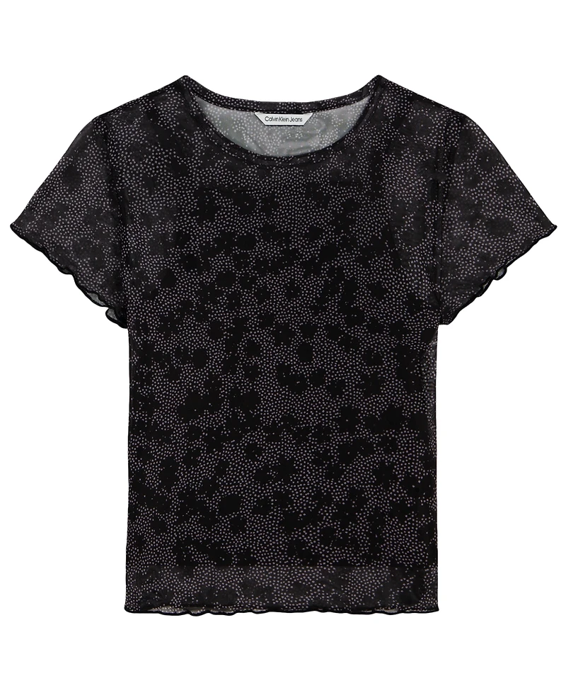 Calvin Klein Girls' 7-16 Short-Sleeve Mesh T-Shirt