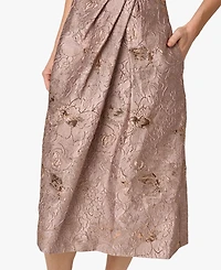 Adrianna Papell Women's Metallic Jacquard Sweetheart Neck Midi Dress