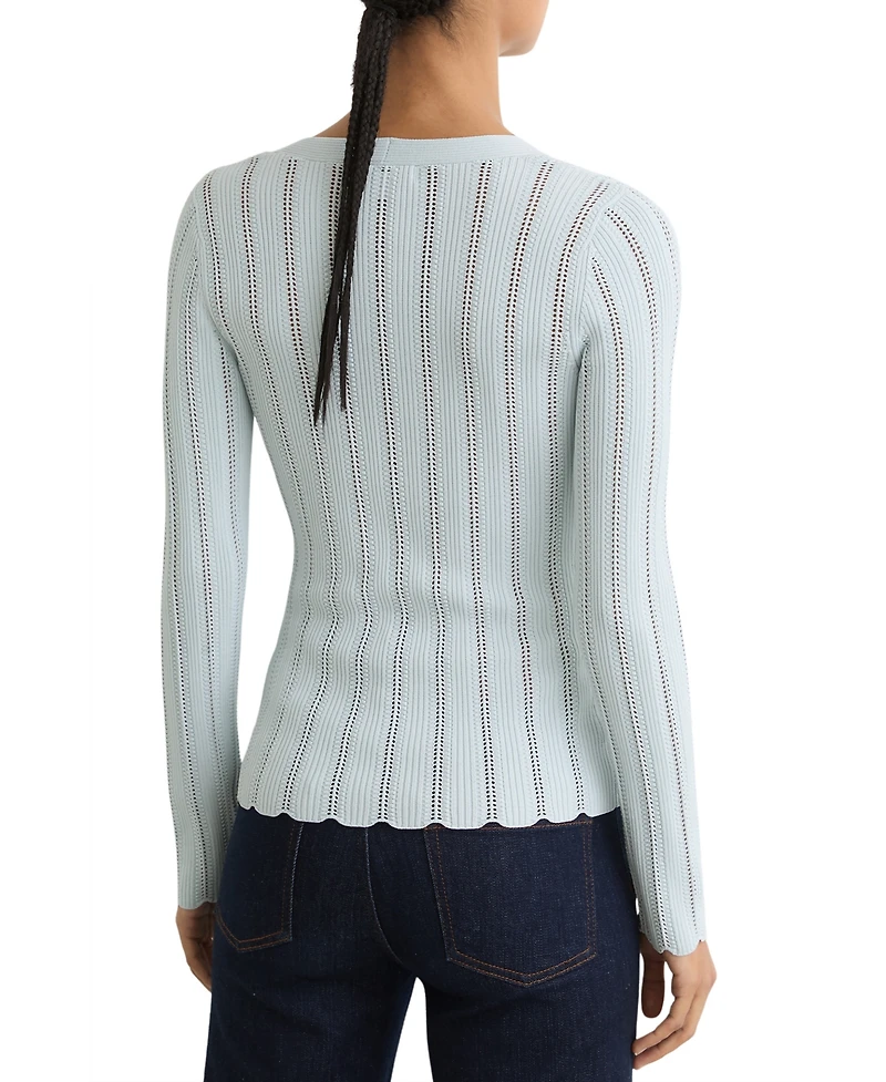 Reiss Women's Open-Stitch V-Neck Jumper