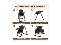 Kinder King BabyKinder Convertible Baby High Chair with Wood Grain Removable Double Tray and Easy Clean Design
