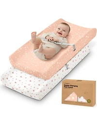 KeaBabies 2pk Soothe Changing Pad Covers for Girl, Boy, Soft Cotton Contoured Diaper Table