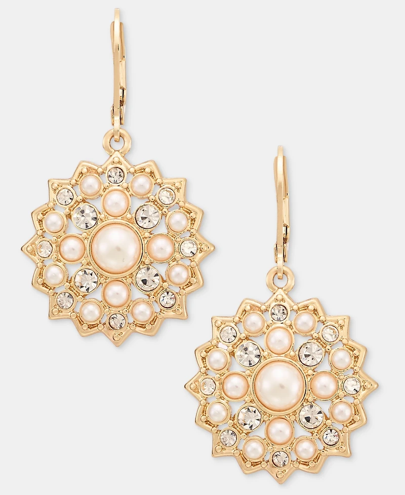 Charter Club Faux Pearl and Glass Leverback Drop Earrings, Macy's Exclusive