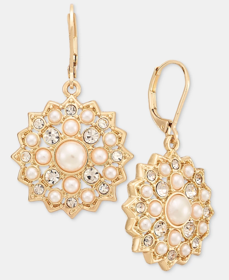 Charter Club Faux Pearl and Glass Leverback Drop Earrings, Macy's Exclusive