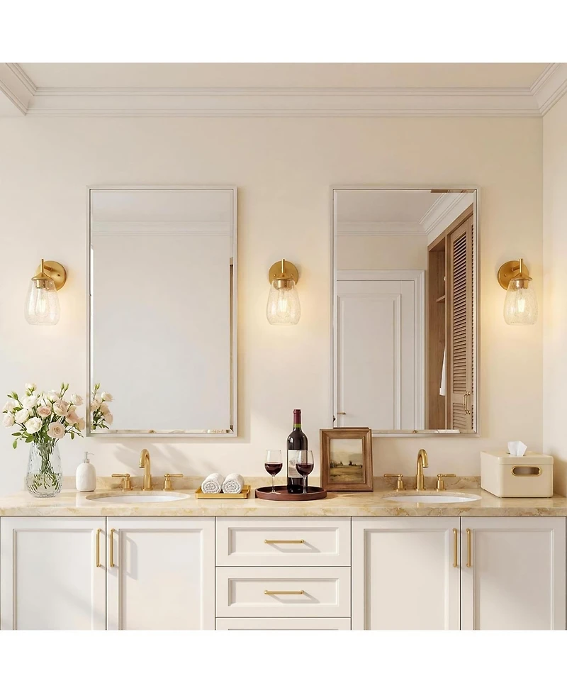 Tribesigns 1-Light Gold Bathroom Light Fixtures, Modern Wall Lights with Clear Glass Shades.Lamp for Mirror, Bedroom, Living Room,Cabinet (Set of 2)