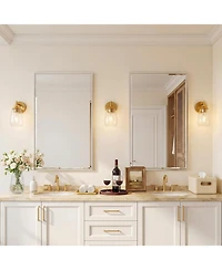 Tribesigns 1-Light Gold Bathroom Light Fixtures, Modern Wall Lights with Clear Glass Shades.Lamp for Mirror, Bedroom, Living Room,Cabinet (Set of 2)