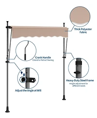 gaomon Outdoor Sunshade Shelter, Manual Patio Retractable Awning