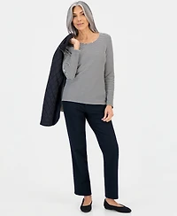 Style & Co Petite Long-Sleeve Round Neck Knit Top, Macy's Exclusive