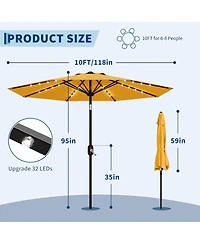 gaomon 10 Feet Outdoor Table Patio Umbrella, Waterproof Uv Protection with Solar Lights