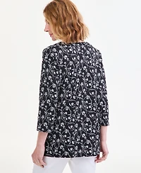 Style & Co Women's Printed Split Neck 3/4-Sleeve Tunic, Macy's Exclusive