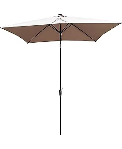 Yiortwo Patio Umbrella with Crank Lift and Push Button Tilt for Outdoor Dining