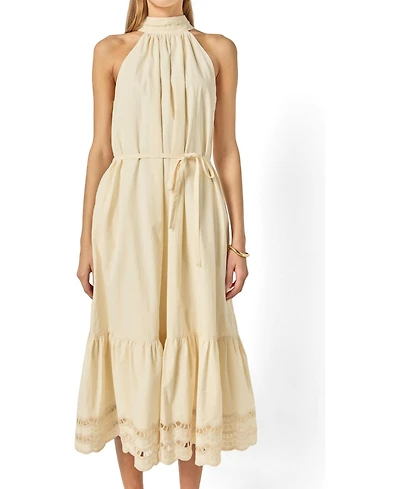 English Factory Women's Embroidered Halter Neck Midi Dress