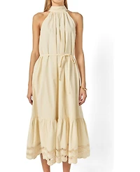 English Factory Women's Embroidered Halter Neck Midi Dress