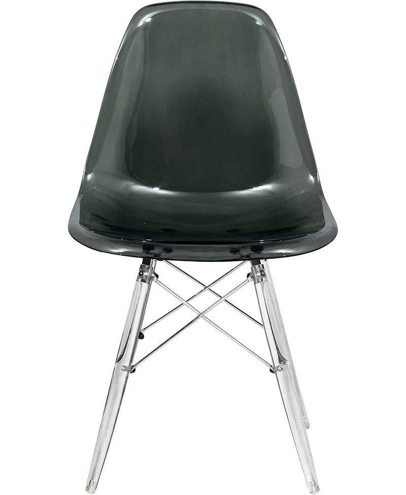 LeisureMod Cresco Modern Molded Dining Chair, Chrome-Plated Eiffel Base and Acrylic Support Legs Ergonomic Curved Seat Accent Side Chair