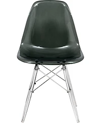 LeisureMod Cresco Modern Molded Dining Chair, Chrome-Plated Eiffel Base and Acrylic Support Legs Ergonomic Curved Seat Accent Side Chair