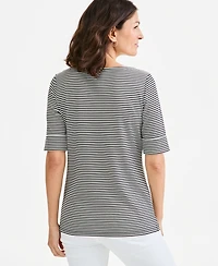 Style & Co Petite Elbow Sleeve Boat Neck Top, Macy's Exclusive