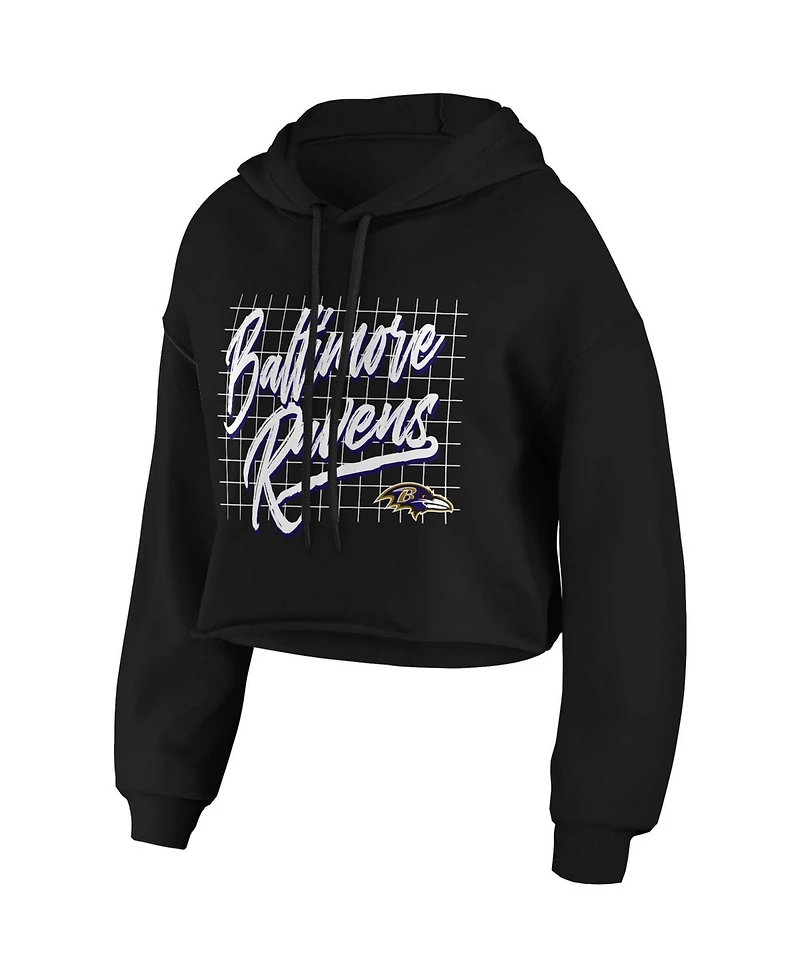Wear by Erin Andrews Women's Black Baltimore Ravens Domestic Cropped Pullover Hoodie