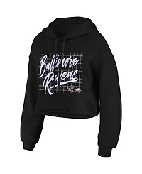 Wear by Erin Andrews Women's Black Baltimore Ravens Domestic Cropped Pullover Hoodie