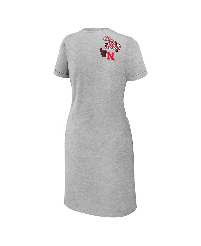 Wear by Erin Andrews Women's Heather Gray Nebraska Huskers Knotted T-Shirt Dress