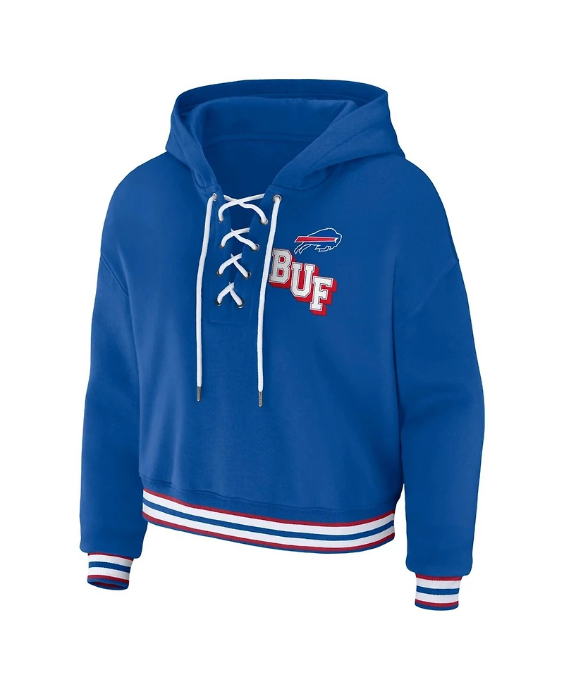Wear by Erin Andrews Women's Royal Buffalo Bills Plus Lace-Up Pullover Hoodie