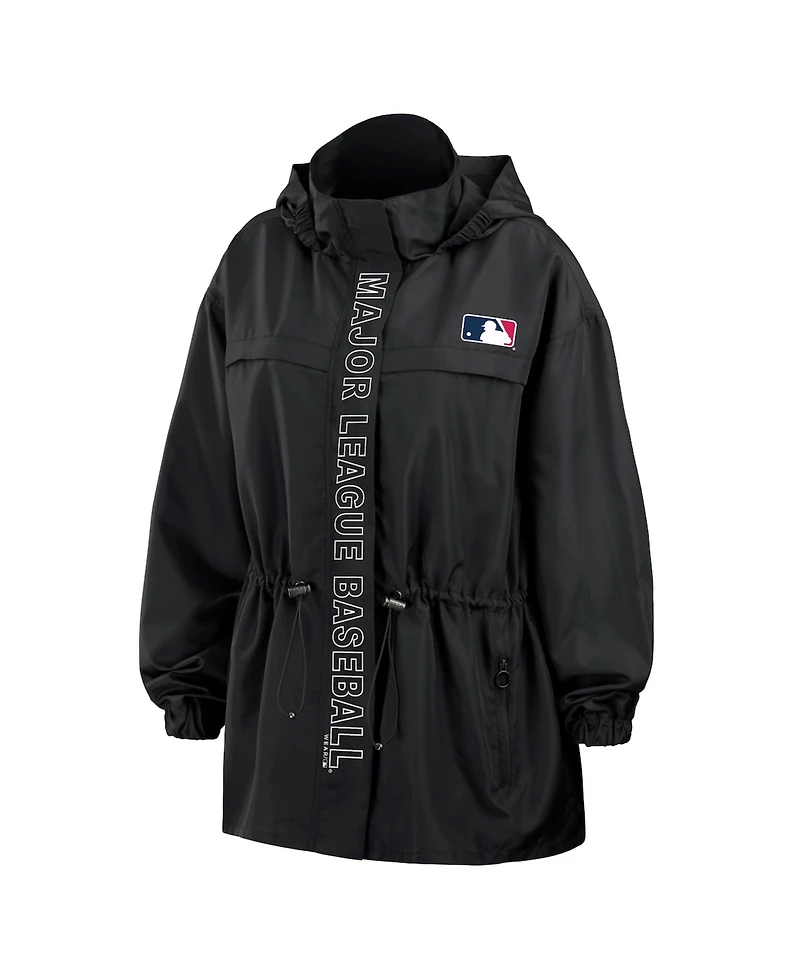 Wear by Erin Andrews Women's Black Mlb Merchandise Full-Zip Windbreaker Hoodie Jacket