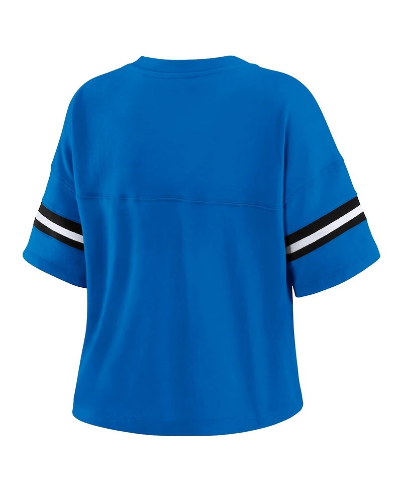Wear by Erin Andrews Women's Blue Orlando Magic Plus Color Block Boxy V-Neck T-Shirt