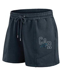 Wear by Erin Andrews Women's 2-Piece Black Carolina Panthers Washed Fleece Long Sleeve T-Shirt & Shorts Lounge Set