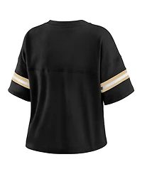 Wear by Erin Andrews Women's Black New Orleans Saints Plus Color Block Boxy V-Neck T-Shirt