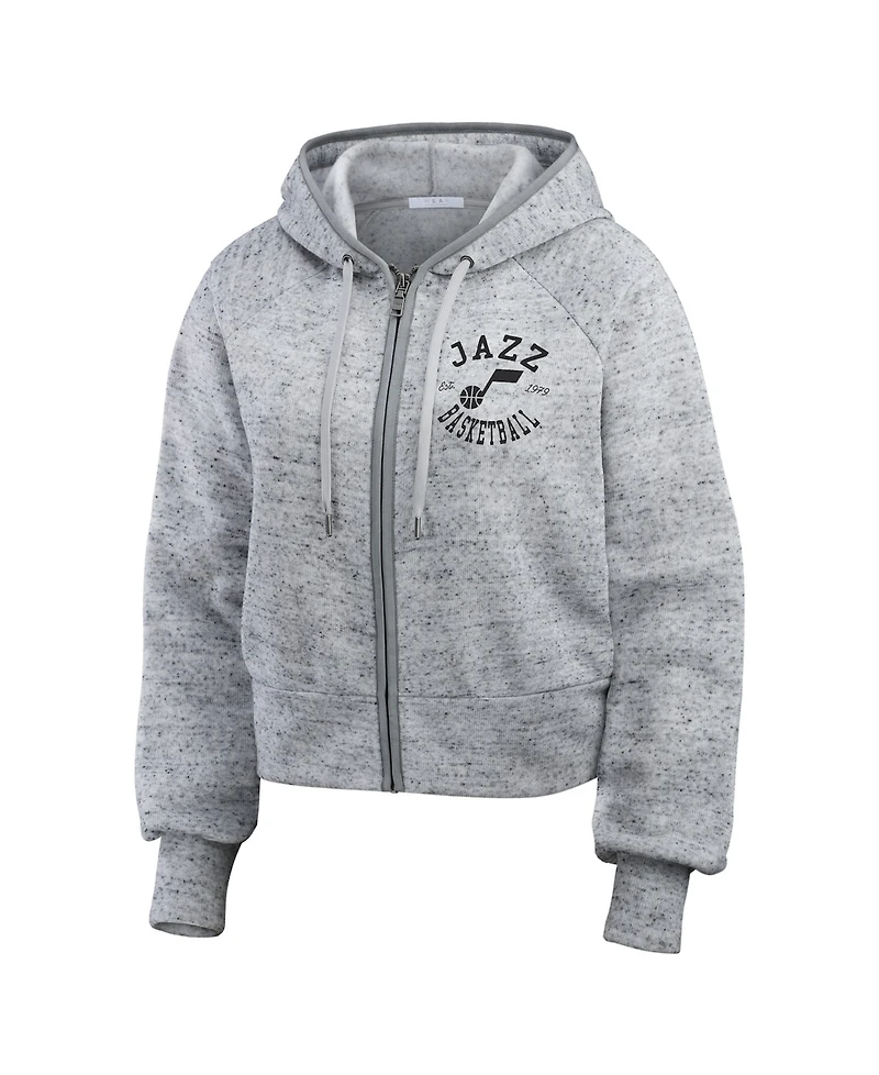 Wear by Erin Andrews Women's Heather Gray Utah Jazz Speckled Radiator Full-Zip Hoodie
