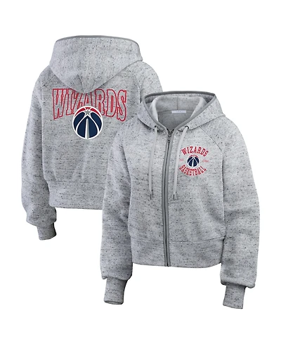 Wear by Erin Andrews Women's Heather Gray Washington Wizards Speckled Radiator Full-Zip Hoodie