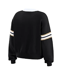 Wear by Erin Andrews Women's Black New Orleans Saints Lace-Up Pullover Sweatshirt