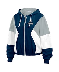 Wear by Erin Andrews Women's Navy Dallas Cowboys Color Block Full-Zip Windbreaker Jacket