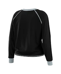 Wear by Erin Andrews Women's Black/Gray Las Vegas Raiders Tie-Front Long Sleeve Top