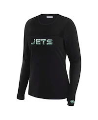 Wear by Erin Andrews Women's x Gracie Hunt Black New York Jets Mesh Panel Long Sleeve T-Shirt