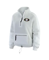 Wear by Erin Andrews Women's White Pittsburgh Steelers Polar Fleece Half-Zip Jacket