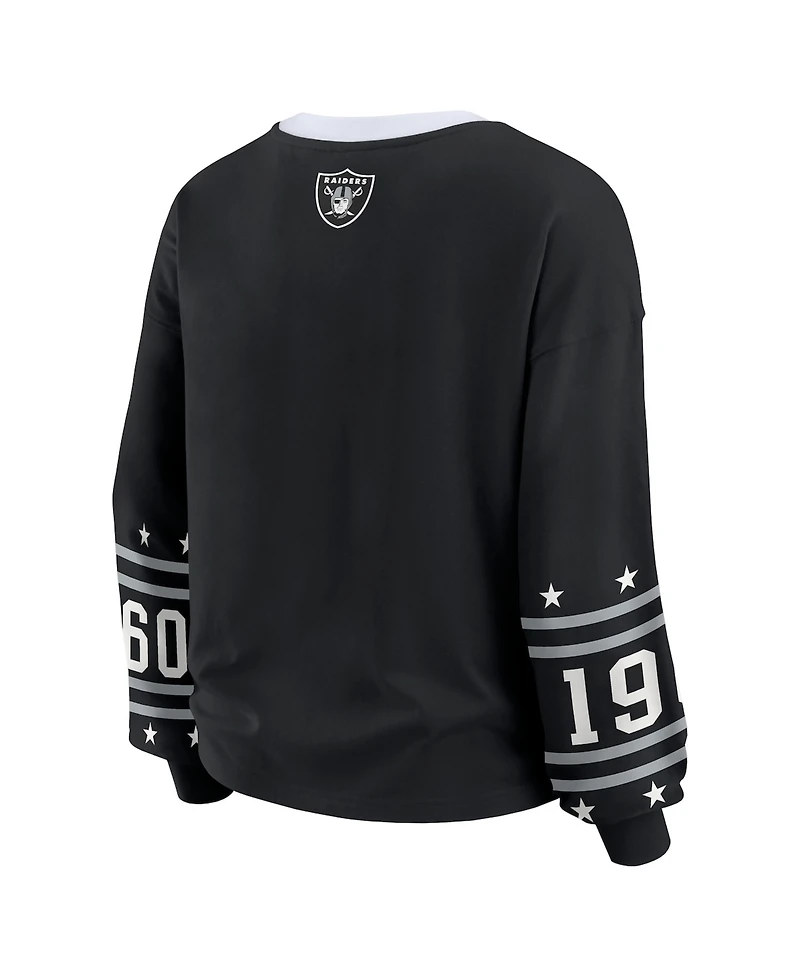 Wear by Erin Andrews Women's Black Las Vegas Raiders Sport Long-Sleeve T-Shirt