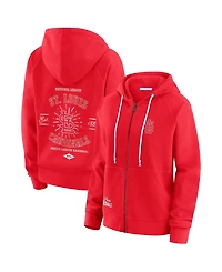 Wear by Erin Andrews Women's Red St. Louis Cardinals Vintage Full-Zip Raglan Hoodie