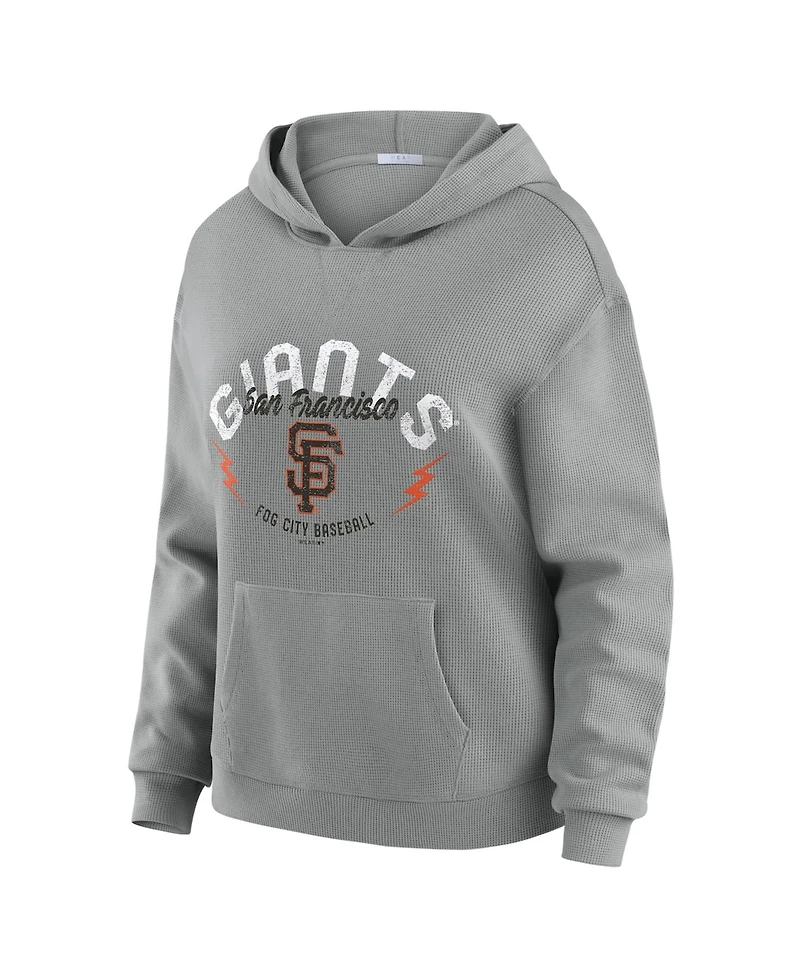Wear by Erin Andrews Women's 2-Piece Gray San Francisco Giants Waffle-Knit Long-Sleeve Hoodie & Lounge Pant Set
