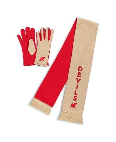 Wear by Erin Andrews Women's New Jersey Devils Tonal Microcheck Scarf Glove Set