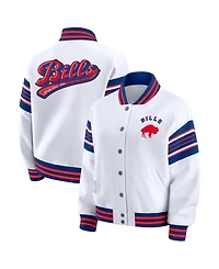 Wear by Erin Andrews Women's White Buffalo Bills Plus Full-Snap Fleece Sweatshirt Jacket