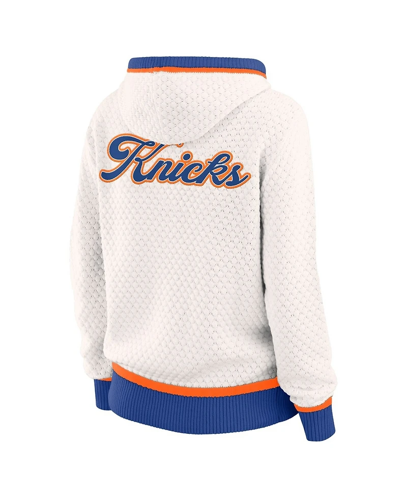 Wear by Erin Andrews Women's Cream New York Knicks Plus Hoodie Sweater