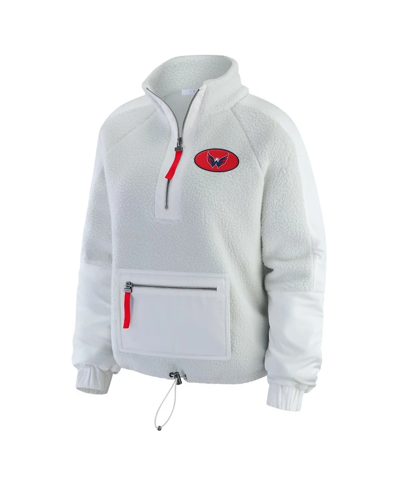 Wear by Erin Andrews Women's Gray Washington Capitals Polar Fleece Quarter-Zip Jacket