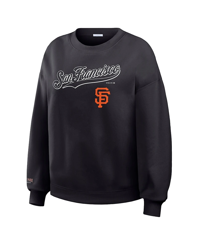 Wear by Erin Andrews Women's Black San Francisco Giants Heavyweight Crew Neck Sweatshirt