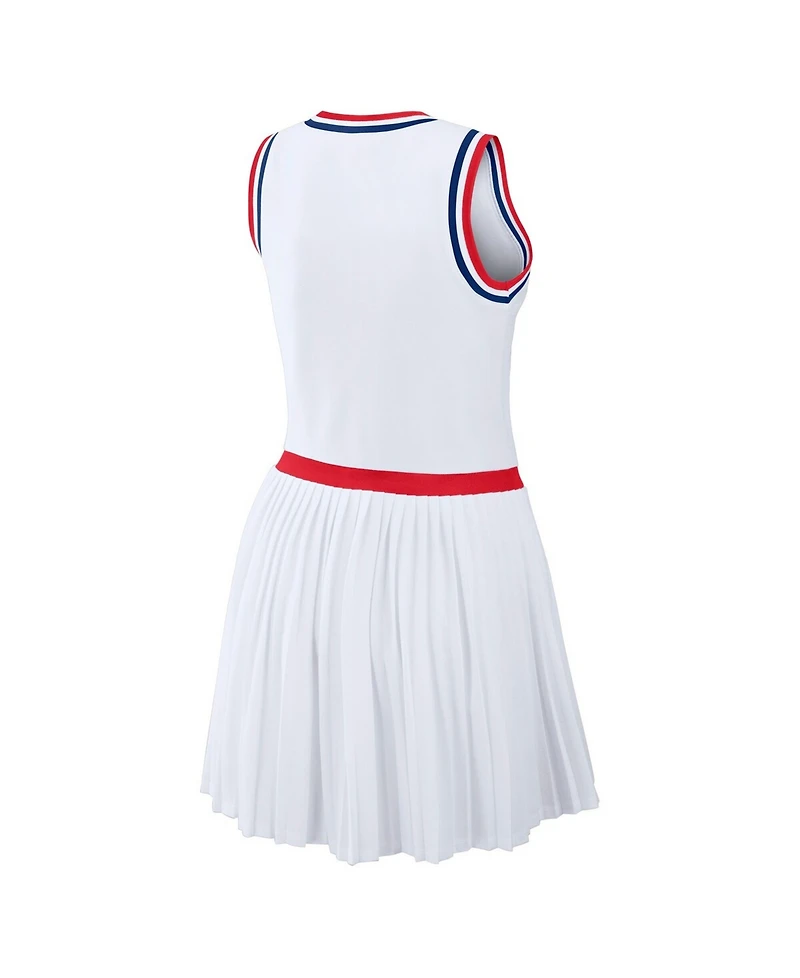 Wear by Erin Andrews Women's White Philadelphia Phillies Zip-Front Pleated Tri-Blend Scoop Neck Tank Dress