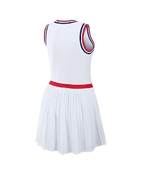 Wear by Erin Andrews Women's White Philadelphia Phillies Zip-Front Pleated Tri-Blend Scoop Neck Tank Dress