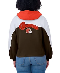 Wear by Erin Andrews Women's Brown Cleveland Browns Plus Color Block Full-Zip Hoodie