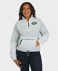 Wear by Erin Andrews Women's White New York Jets Polar Fleece Half-Zip Jacket