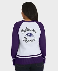 Wear by Erin Andrews Women's White/Purple Baltimore Ravens Color block Raglan Sweater