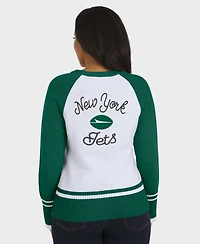 Wear by Erin Andrews Women's White/Green New York Jets Color block Raglan Sweater