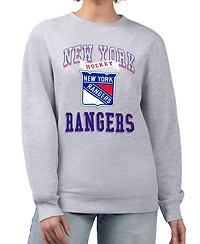 G-iii 4Her by Carl Banks Women's Heather Gray New York Rangers Team Logo Tri-Blend Fleece Pullover Sweatshirt