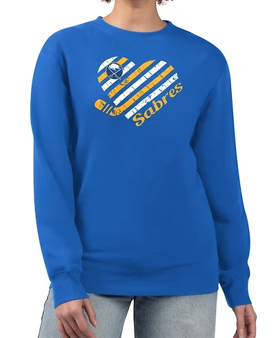 G-iii 4Her by Carl Banks Women's Royal Buffalo Sabres Heart Graphic Pullover Sweatshirt